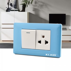 home amcerican standard 3pin socket outlet 118mm Blue color 110v switch and socket low price