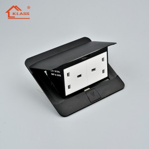 Black color UK Floor socket outlet hidden pop-up type electrical floor socket box outlet