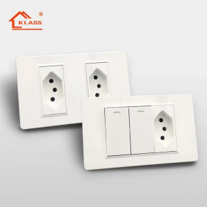3 Pin 118 type tempered glass panel double three position 10A Brazil bar gauge three round hole light Wall Electricswitch socket