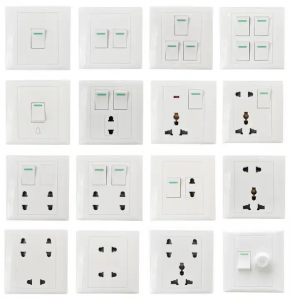 Factory floor price wholesale 1 gang 2 gang 16A light wall switch and sockets of South African Markets
