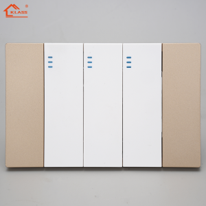 Hot Sales South America Standard 118 Light Switch 1/2/3 Gang with Big Gold Panel 16A 250V for Hotel Wall Switches and Socket