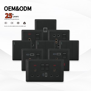 KLASS 86 type UK wall light switches and socket with Skin feel touching super slim switch panel for home electric power socket