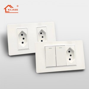 118 type tempered glass panel double three position 10A Brazil bar gauge three round hole light Wall switch socket
