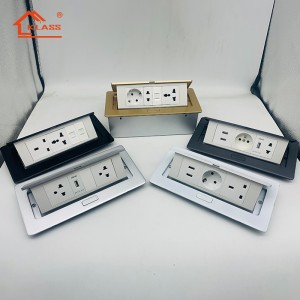 New design black/slivery/golden/white color pop up cover table socket Desktop Socket For Conference Room