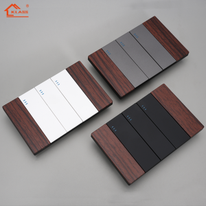 KLASS America Electrical 1/2/3/4 Gang Switch and Sockets with Wood Grain Key for Hotel Wall Light Switches Electrical