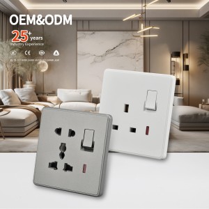 KLASS 86 type UK standard wall sockets with Skin feel touching large switch panel for home electric light switches and socket