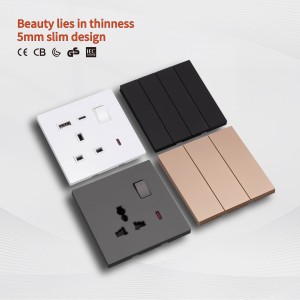 KLASS easy installment UK electrical switches and socket with 86 type super slim switch panel for home wall light switch socket