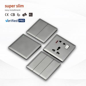 Hot sales 250V UK BS standard light switches with Skin feel touching super slim panel for home electric wall switches and socket