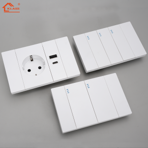 New Product 20A 220-250V US Standard 118 Light Switch with White Big PC Panel USB Type C for Home Wall Switches and Socket
