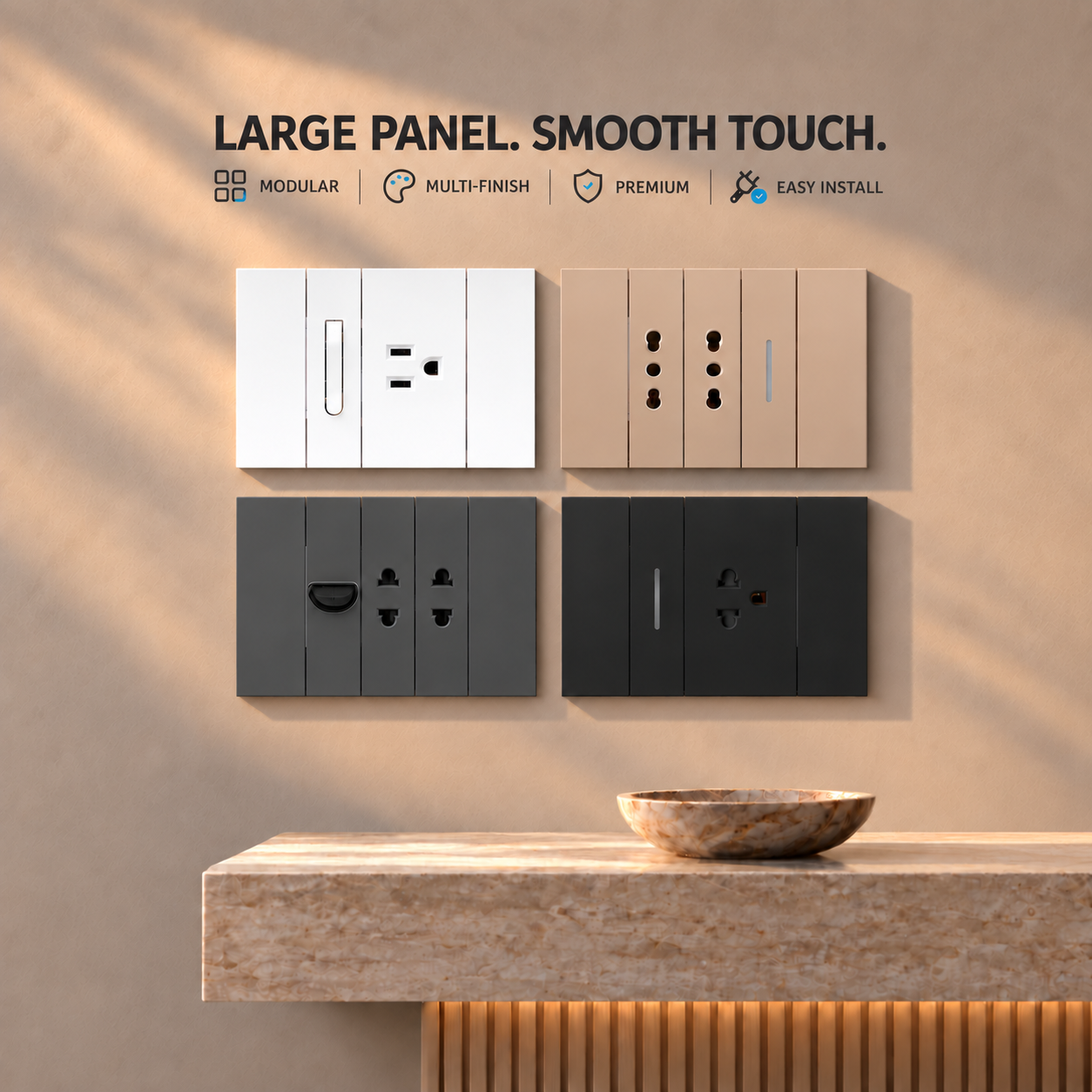 118 Type Double Pole Wall Switch Socket US Standard Marble Texture Slim Line Rocker KLASS Premium IP23 Decoration Apartment