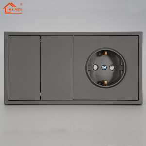 Hot Sales EU Standard Wall Light Switches with Grey/black/white Skin Spray Paint Selflock Selflock Panel for Home Shuko Socket