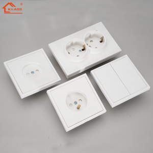 KLASS European Standard GCC CE Approval Wall Switches with Screwless Selflock Plastic Panel for House Electrical Switch Socket