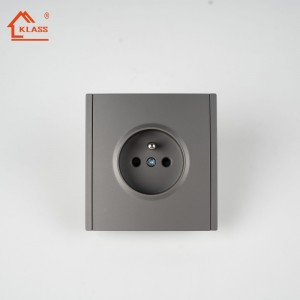 Trendy Gray European-style Electrical Wall Switch and Socket European Standard 2-gang with Light for Home Decoration