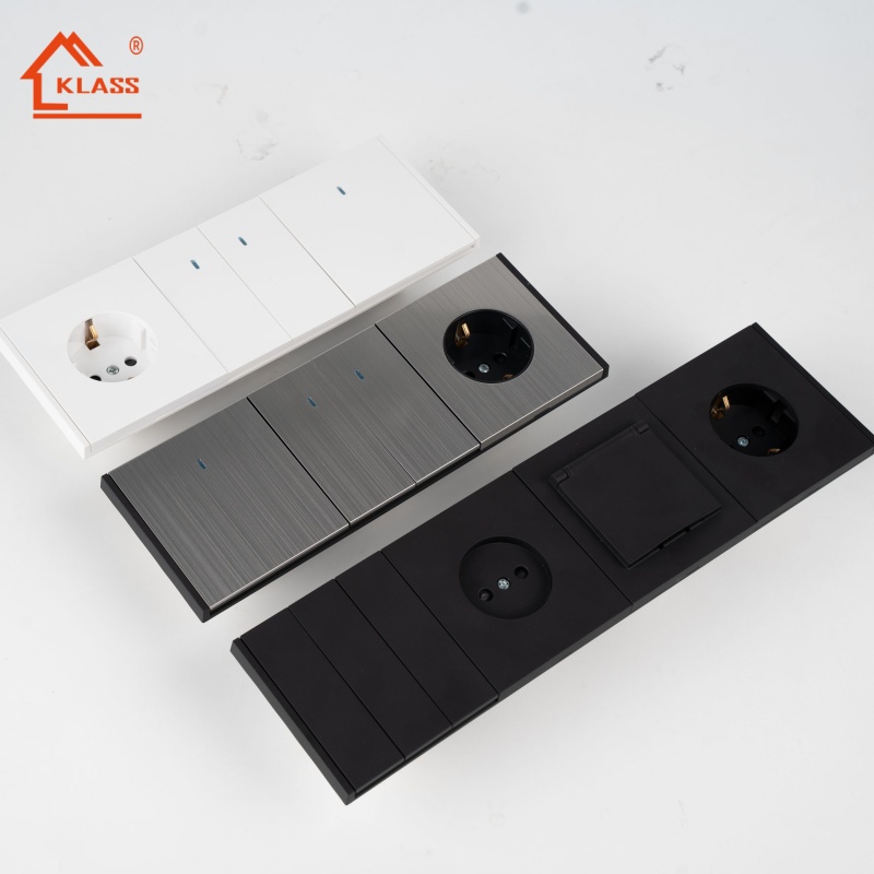 New Arrival KCC Series Europe Standard Light Switches with White/gold/grey/black PC Panel for Household Wall Switches Socket