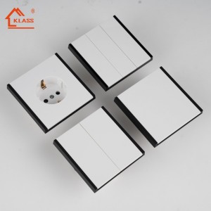 Trendy Gray European-style Electrical Wall Switch and Socket European Standard 2-gang with Light for Home Decoration