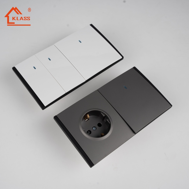 New Electric Wall Switch with Lights and Socket with USB Port 2-gang 2-control European Style Threadless Design