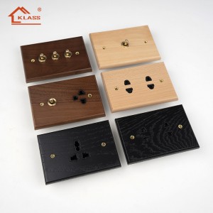 KD5 Luxury Walnut Wood Wall Switch with Brass Toggle Retro Solid Wood Light Switch for Villa Decoration