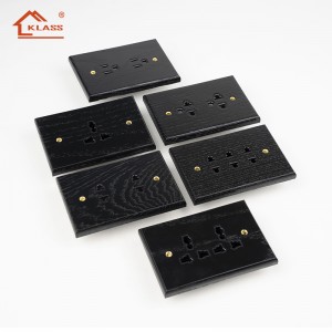 Solid Walnut Wood Panel Wall Switch Socket Brass Toggle Switch for Interior Designers and Architects