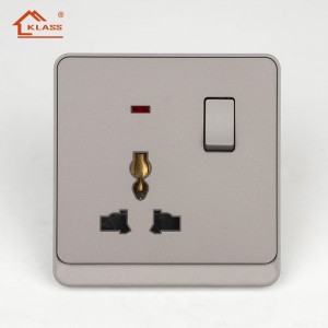 JA8 Luxury Villa British Standard Wall Socket and Switch Modern Home Glossy PC Light Switch with LED Indicator