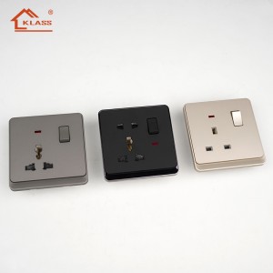 JA8 Champagne Gold High Gloss PC British Standard Switch Socket Gold Plated Trim Two Tone Switch with LED