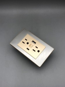 American metal glass acrylic PC panel light switch single double electric power outlet wall sockets