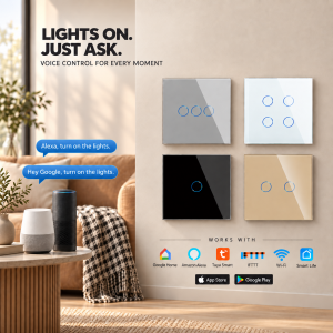 UK/EU 86 Type Glass Panel Smart Switch with Tuy...